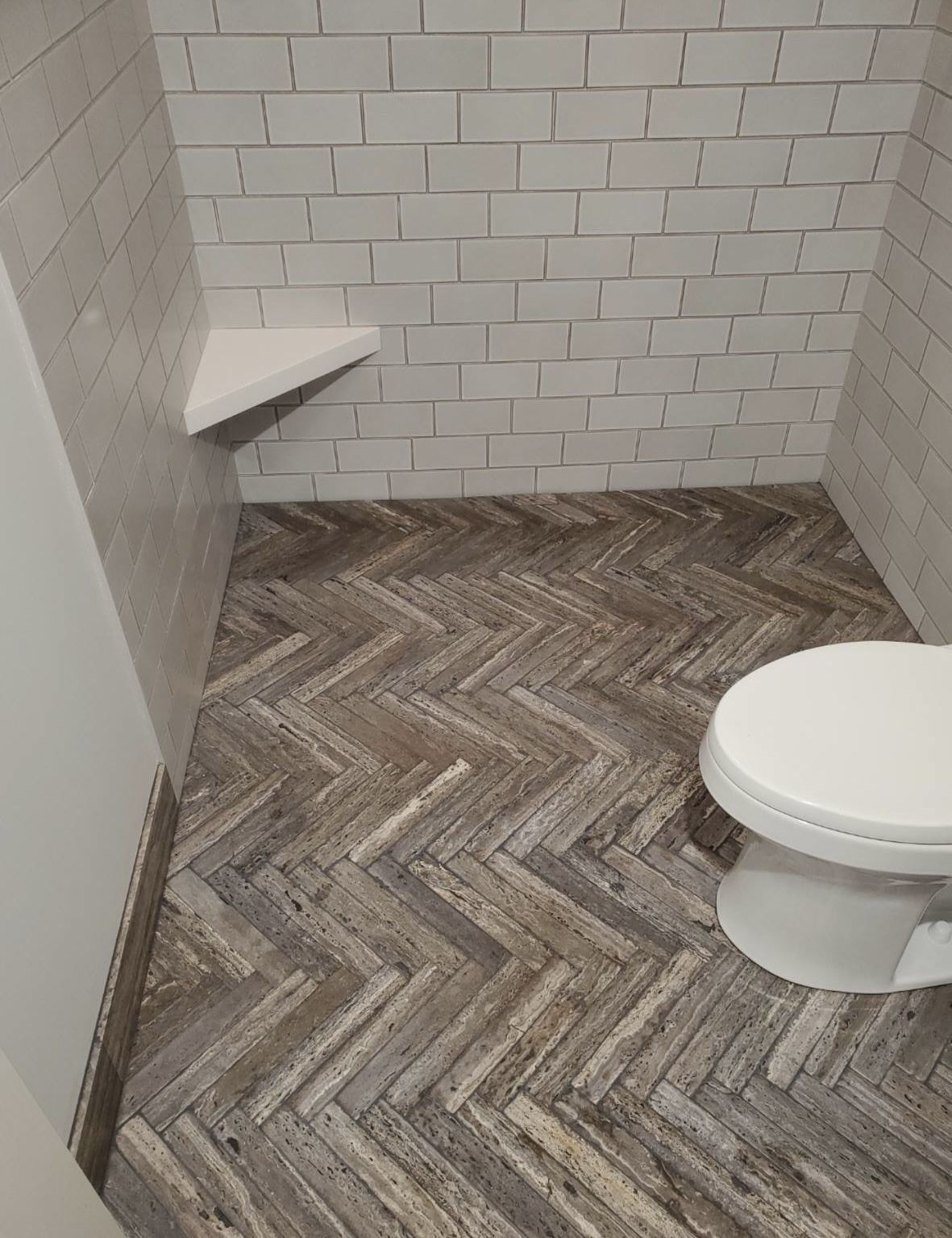 Herringbone stone floor detail